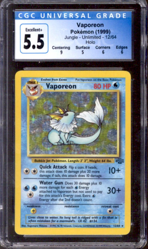 Pokemon Jungle Vaporeon 12/64 CGC 5.5