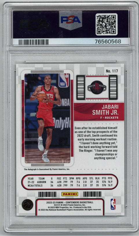 2022/23 Panini Contenders Jabari Smith Jr. Playoff Ticket 34/99 PSA 9