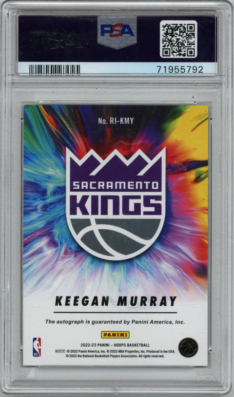 2022 Panini NBA Hoops Keegan Murray Rookie-Ink Red 16/25 PSA 9