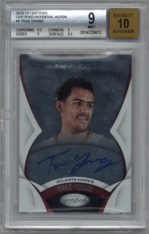 2018/19 Panini Certified Trae Young Auto Card #CP-TY BGS 9