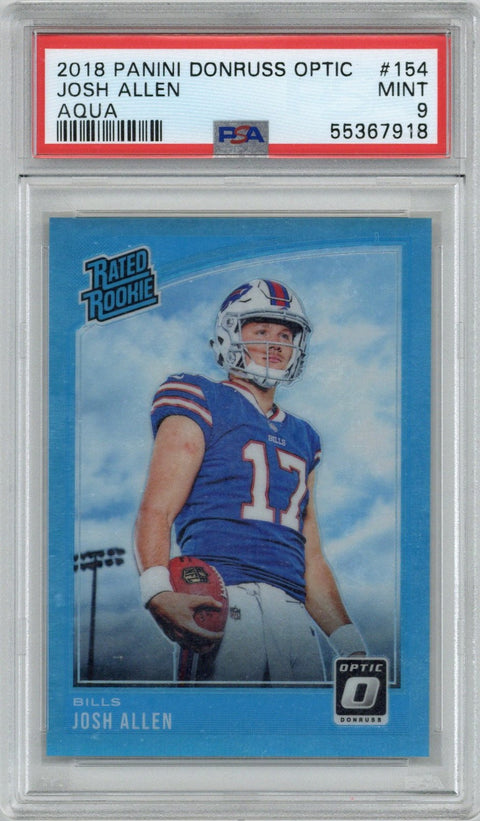 2018 Panini Donruss Optic Josh Allen Aqua #154 142/299 PSA 9