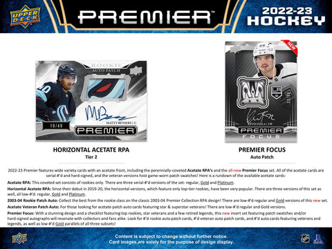 2022/23 Upper Deck Premier Hockey Hobby