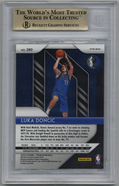 2018/19 Panini Prizm Luka Doncic Hyper Prizm Card #280 BGS 9.5