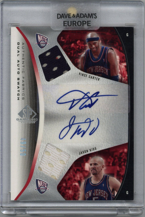 2006/07 SP Game Used Vince Carter Jason Kidd Dual Patch Auto Card #AFDA-KC 49/50