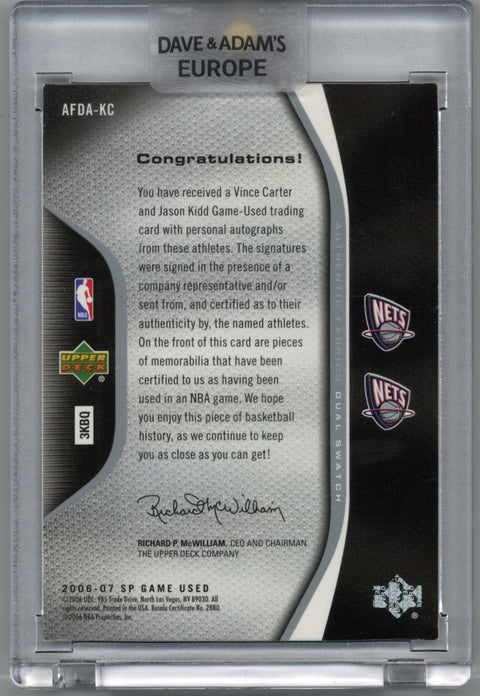 2006/07 SP Game Used Vince Carter Jason Kidd Dual Patch Auto Card #AFDA-KC 49/50