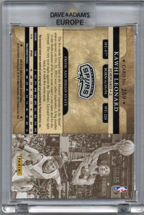 2012/13 Panini Gold Standard Kawhi Leonard Patch Auto Card #259