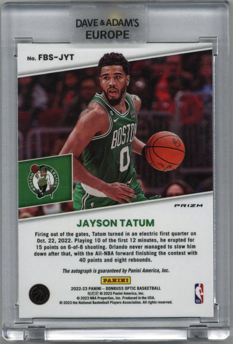 2022/23 Panini Donruss Optic Jayson Tatum Fast break Auto Card #FBS-JYT