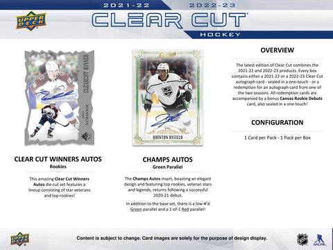 2022/23 Upper Deck Clear Cut Hockey Hobby