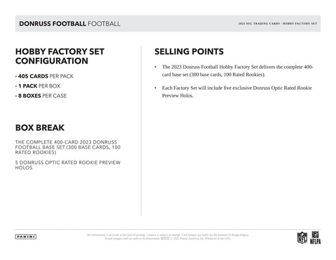 2023 Panini Donruss Factory Set Football Hobby (Box)
