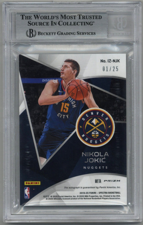 2019/20 Panini Spectra Nikola Jokic In The Zone Auto Card #IZ-NJK 01/25 BGS 8.5