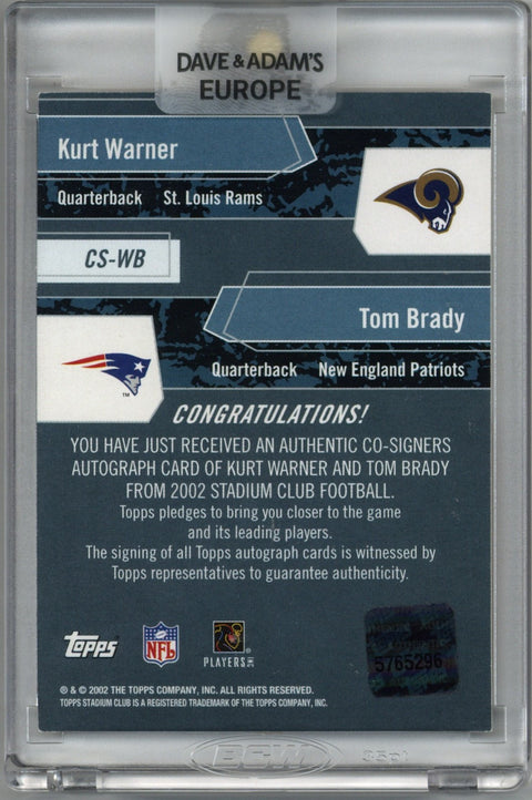 2002 Topps Stadium Club Tom Brady/Kurt Warner Dual Auto Card #CS-WB