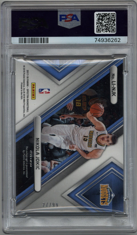 2017 Panini Spectra Nikola Jokic Locked in Autographs Auto 27/99 PSA 9