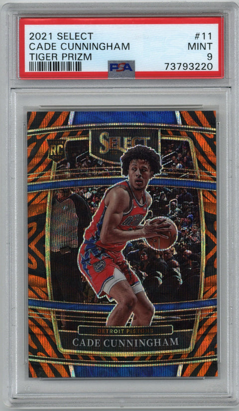 2020/21 Panini Select Cade Cunningham Tiger Prizm PSA 9