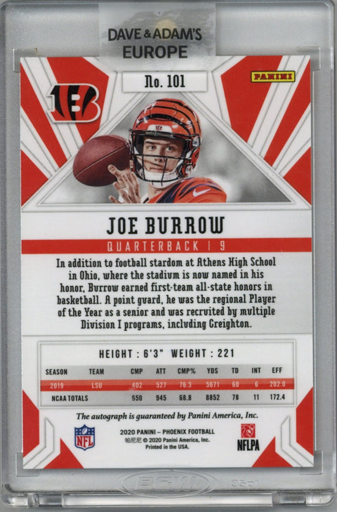 2020 Panini Phoenix Joe Burrow Auto Card #101