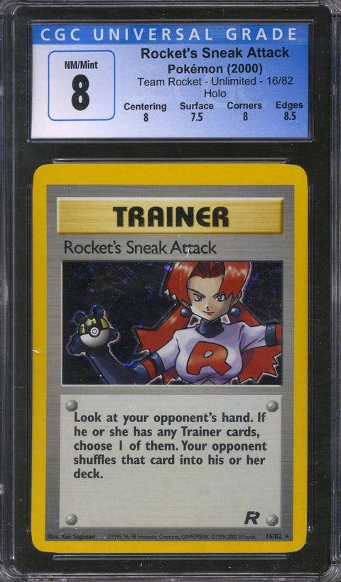 Pokemon Team Rocket Team Rocket's Sneak Attack 16/82 CGC 8