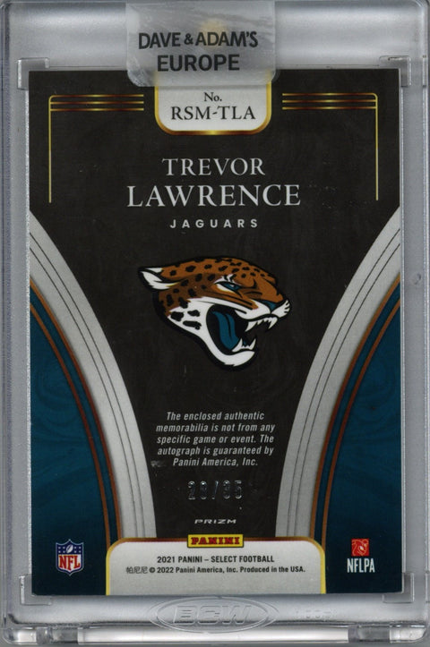 2021 Panini Select Trevor Lawrence Purple Patch Auto Card 28/35