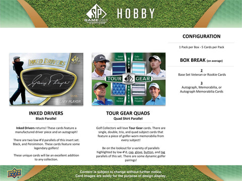 2024 Upper Deck SP Game Used Golf Hobby