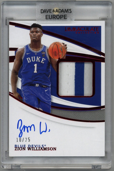 2021 Panini Immaculate Zion Williamson Patch Auto Card #ISP-ZW 10/25