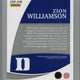 2021 Panini Immaculate Zion Williamson Patch Auto Card #ISP-ZW 10/25