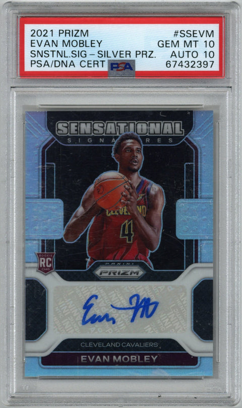 2021/22 Panini Prizm Sensational Signatures Evan Mobley Auto Card #SS-EVM PSA 10