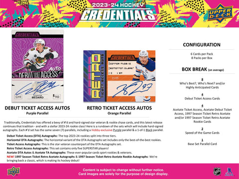 2023/24 Upper Deck Credentials Hockey Hobby
