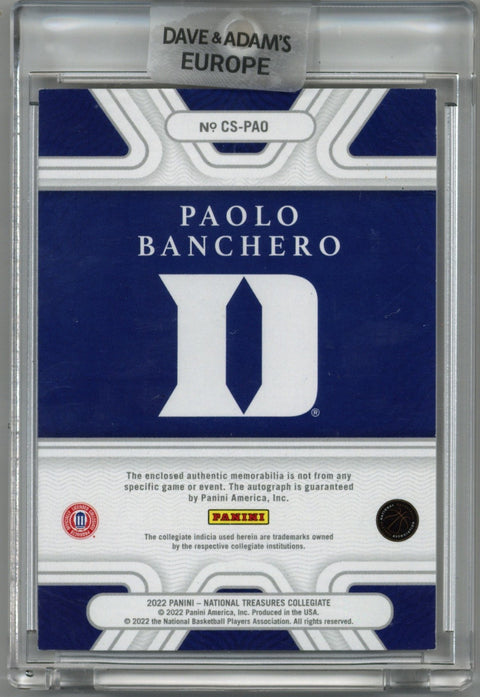 2022/23 Panini National Treasures Collegiate Paolo Banchero Patch Auto Card #CS-PAO 07/10