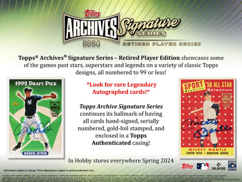 2024 Topps Archives Signature Series Retired Player Edition Baseball Hobby