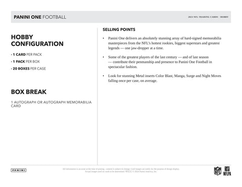 2023 Panini One Football Hobby