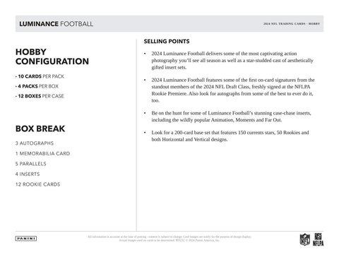 2024 Panini Luminance Football Hobby