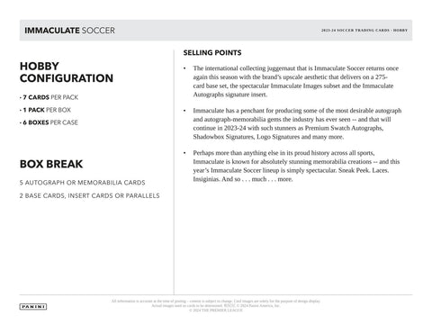 2023/24 Panini Immaculate Soccer Hobby