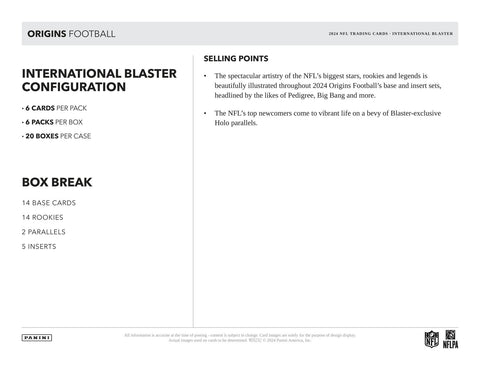 2024 Panini Origins Football International 6-Pack Blaster