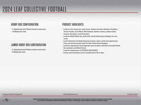 2024 Leaf Collective Football Hobby