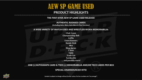 2025 Upper Deck AEW SP Game Used Wrestling Hobby