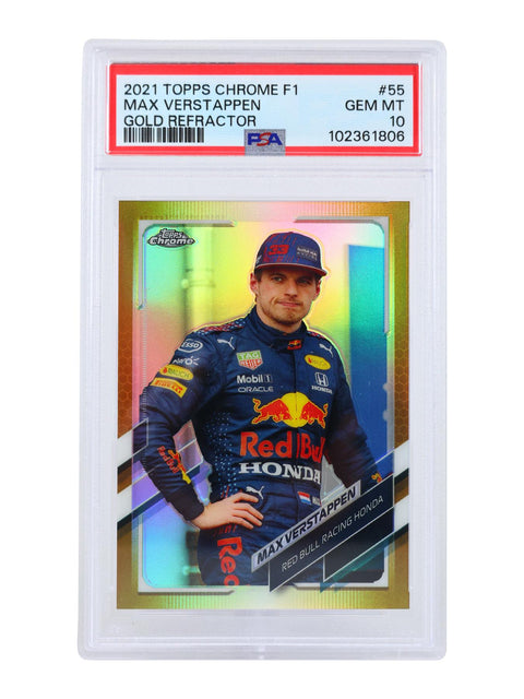 2021 Topps Chrome F1 Max Verstappen Gold Refractor 35/50 PSA 10