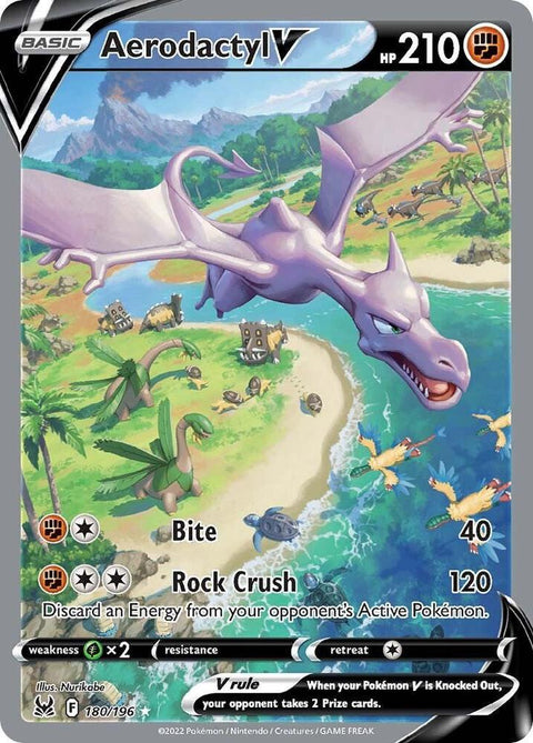 Pokemon SWSH11: Lost Origin 180/196 Aerodactyl V (Alternate Full Art) Near Mint