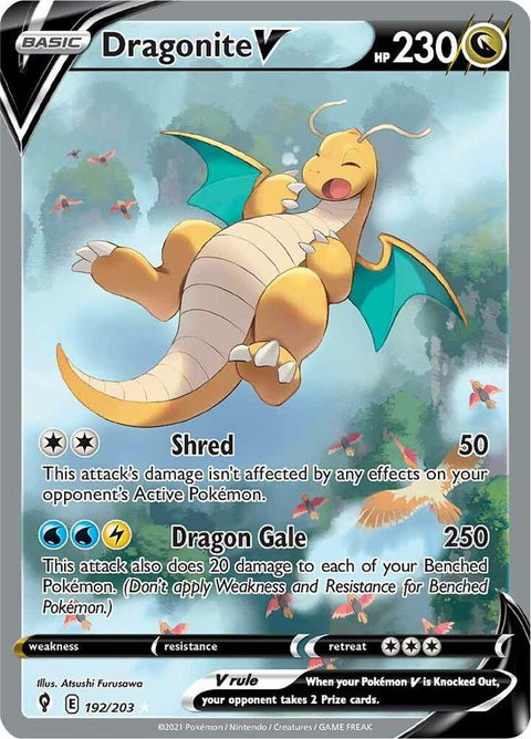 Pokemon Evolving Skies 192/203 Dragonite V (Alternate Full Art) Near Mint