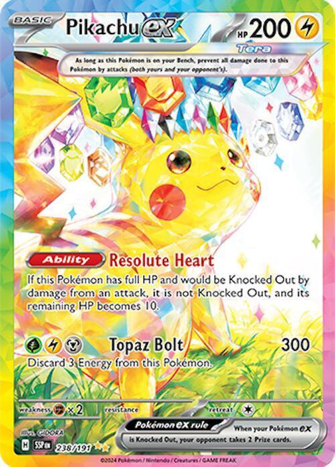 Pokemon SV08: Surging Sparks 238/191 Pikachu ex  Near Mint