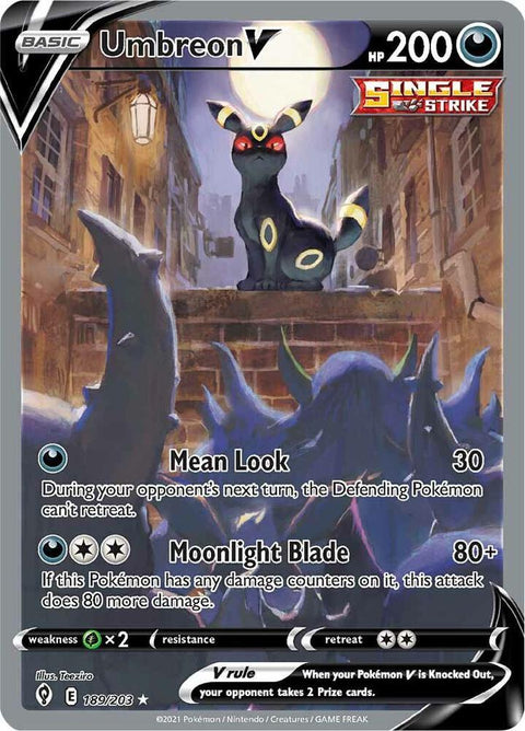 Pokemon SWSH07: Evolving Skies 189/203 Umbreon V (Alternate Full Art) Near Mint
