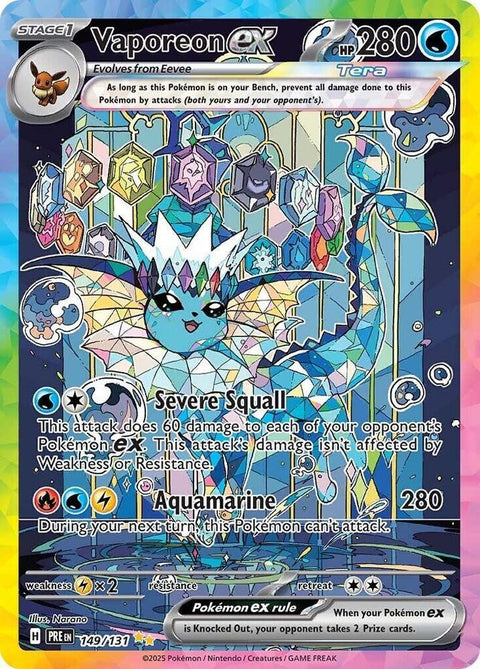 Pokemon SV: Prismatic Evolutions 149/131 Vaporeon ex  Near Mint
