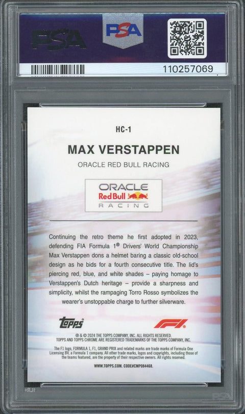 2024 TOPPS CHROME F1 SAPPHIRE HELMET COLLECTION GOLD MAX VERSTAPPEN 17/50 PSA 10