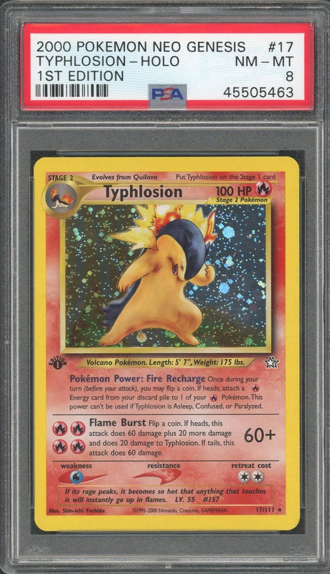 Pokemon Neo Genesis 1st Edition Holo Typhlosion #17 PSA 8