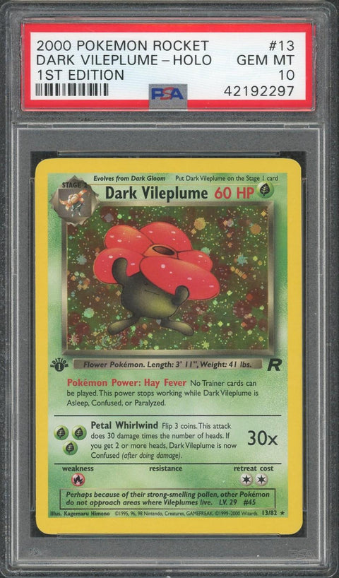 Pokemon Team Rocket 1st Edition Vileplume #13 PSA 10