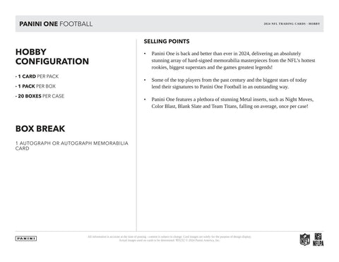 2024 Panini One Football Hobby
