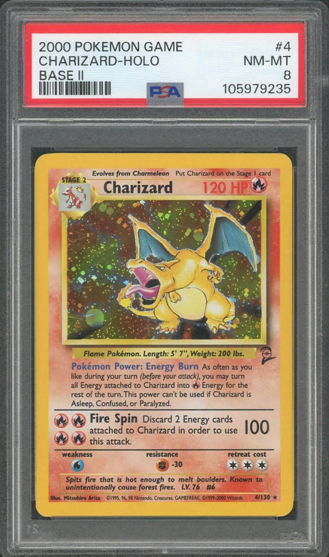 2000 Pokemon Base II Charizard Holo PSA 8
