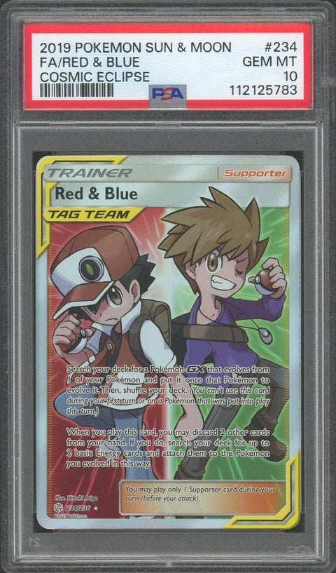 2019 Pokemon Cosmic Eclipse Red & Blue 234/236 PSA 10