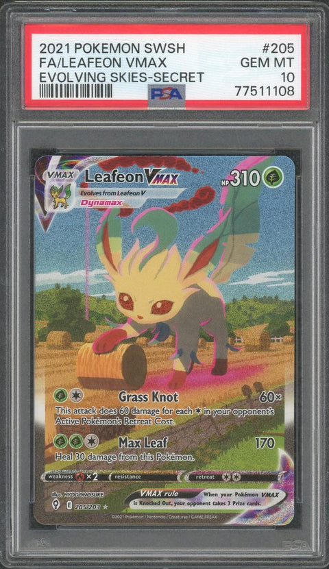 Pokemon Evolving Skies Leafeon VMAX PSA 10 205/203