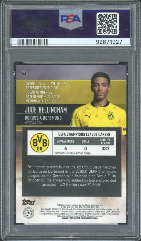 2020 Topps Stadium Club Chrome Jude Bellingham Variation PSA 10