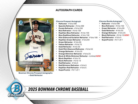 2025 Bowman Chrome Baseball Hobby
