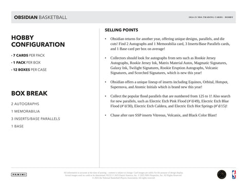 2024/25 Panini Obsidian Basketball Hobby
