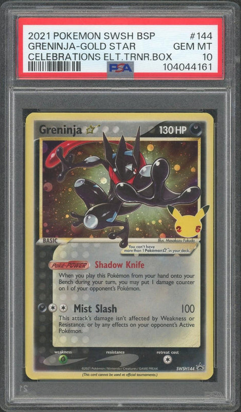 Pokemon BSP Greninja Gold Star Celebrations ETB PSA 10 #144